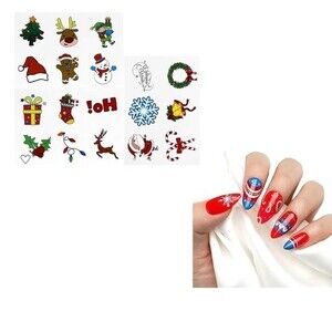 Press On Nails and Temporary Tattoos Christmas Nails Red White Blue Holiday CT